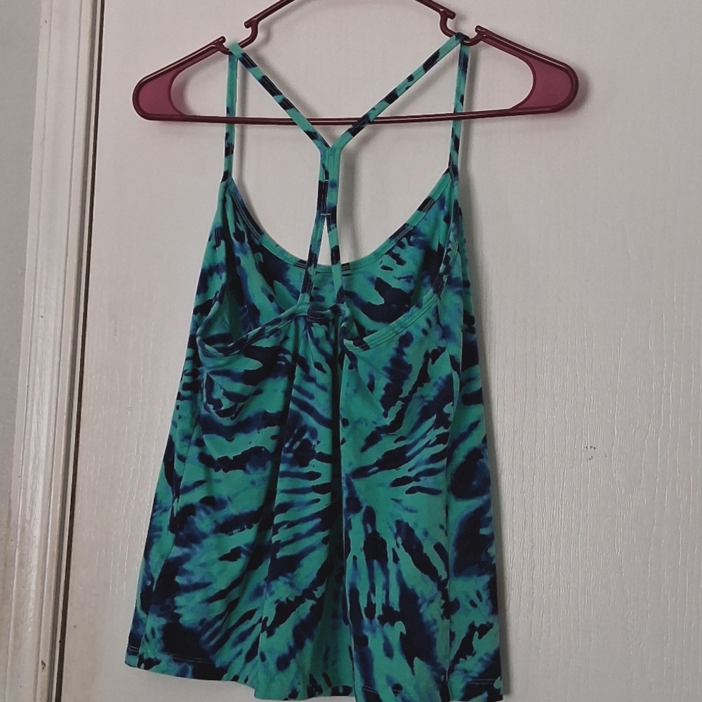 Jenni Intimates Tie-Dye Shelf Bra Tank Top Teal and Navy Sz S - Picture 6 of 6